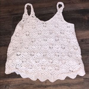 Cream crochet tank top!